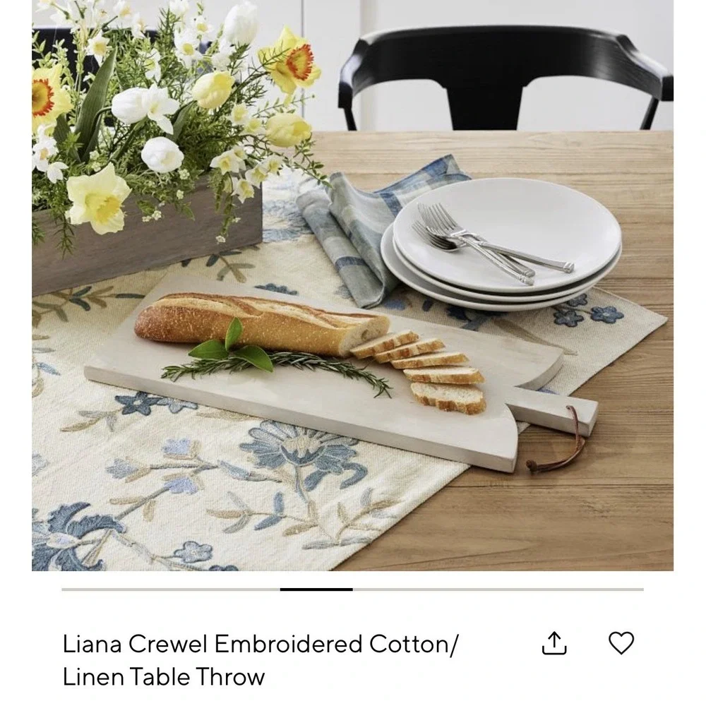 Pottery Barn Liana Crewel Embroidered Table Throw ~ 50